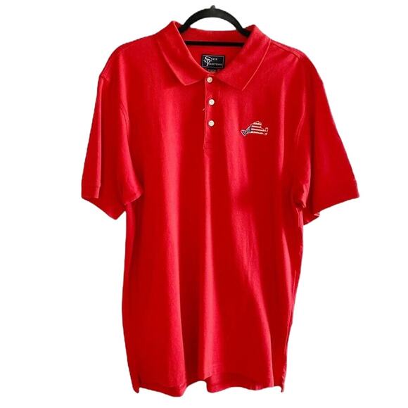 MARTHA'S VINEYARD STATE TRADITIONS USA Short Sleeve Polo Shirt RED LARGE NWT - Picture 6 of 6